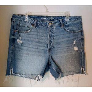 OLD NAVY High-Rise OG Straight Cut-Off Denim Shorts Button Fly Sz 16 Inseam 5"